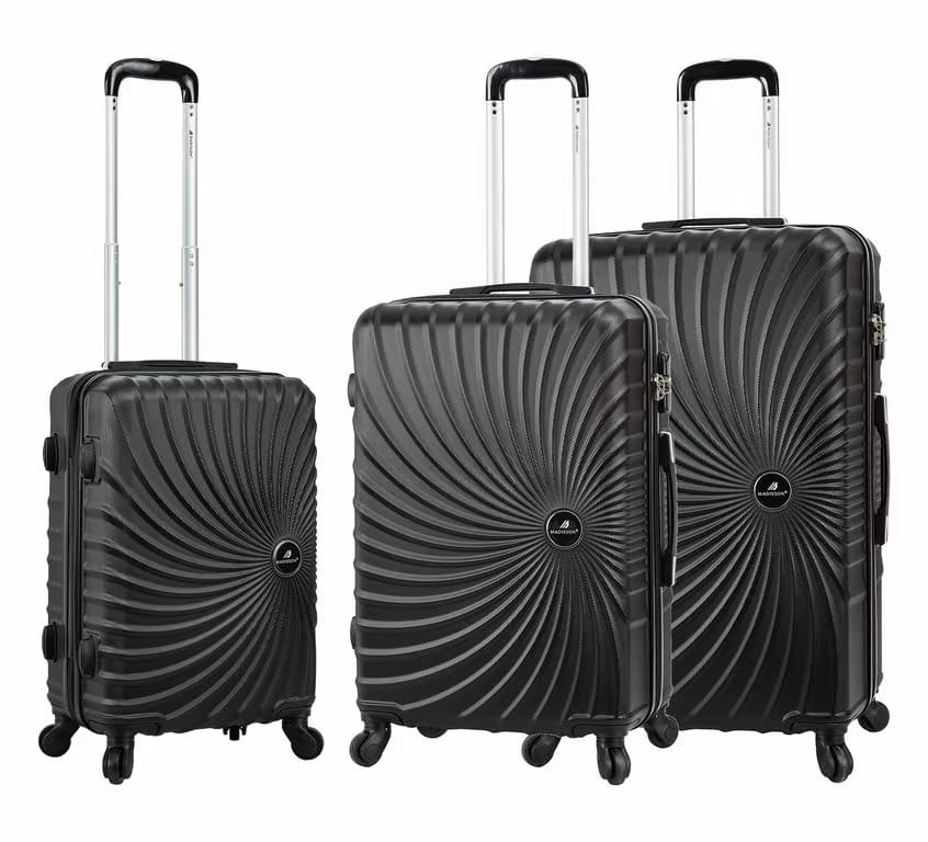 Set de 3 Valises Trolley 4 Roues Couleur Noir - Madisson M44603