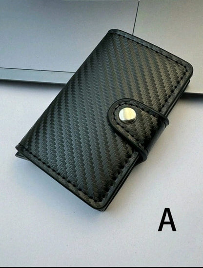 Portefeuille Compact Noir Antivol – Effet Carbone & Blocage RFID