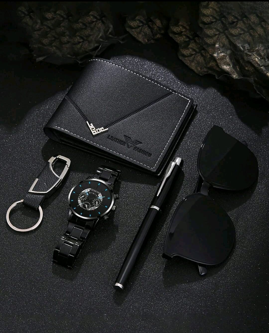 Coffret Cadeau Homme – Montre, Portefeuille, Stylo, Lunettes et Porte-clés