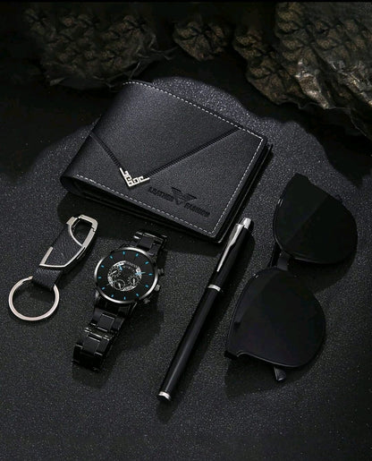 Coffret Cadeau Homme – Montre, Portefeuille, Stylo, Lunettes et Porte-clés